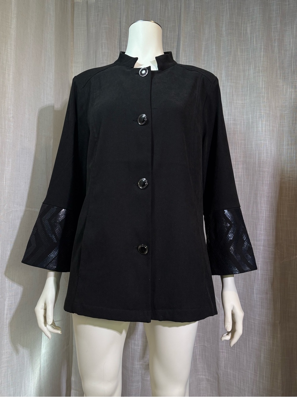 Bob Mackie Black Sequins Sleeve Blazer
